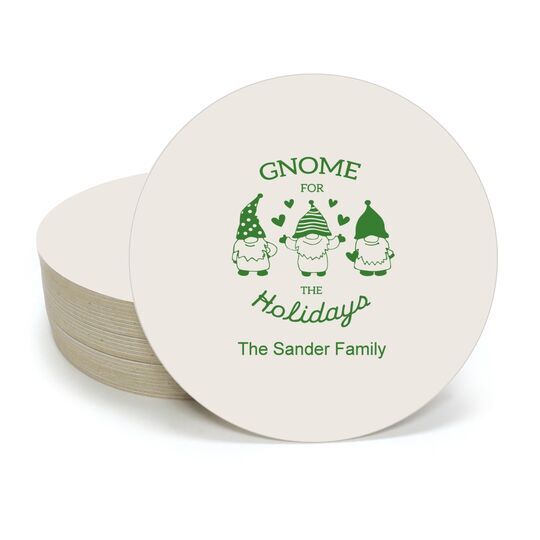 Gnome For The Holidays Round Coasters